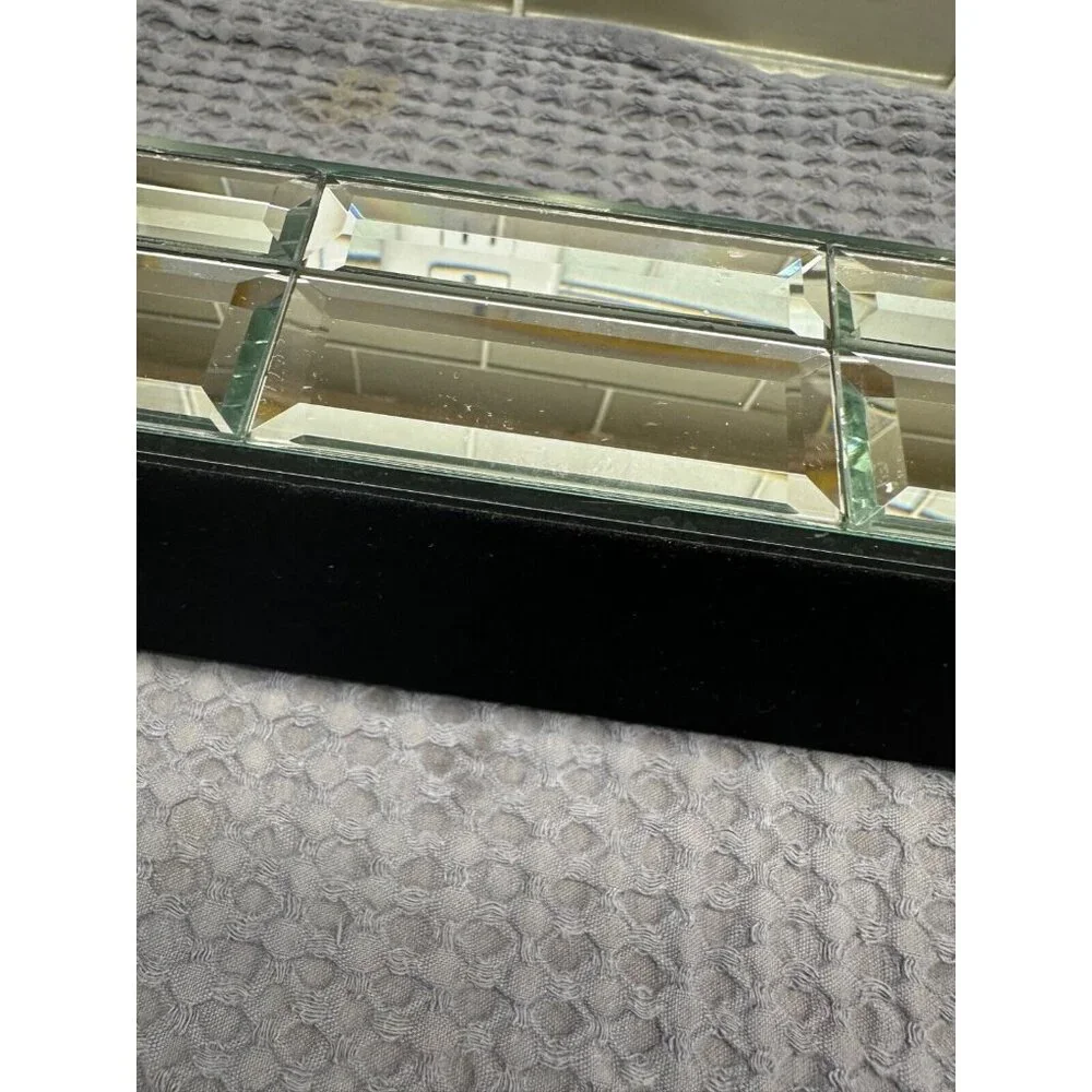 Restoration Hardware ? Beveled Mirrored Glass Triple Votive Candle Holder Retro